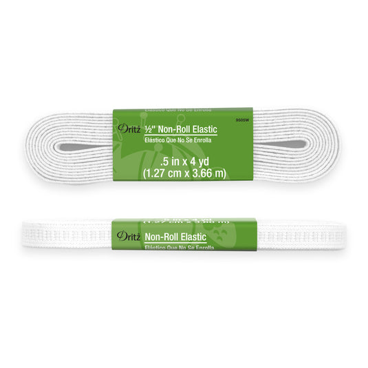 9505W|Dritz 1/2" Non-Roll Elastic, White, 4 yd