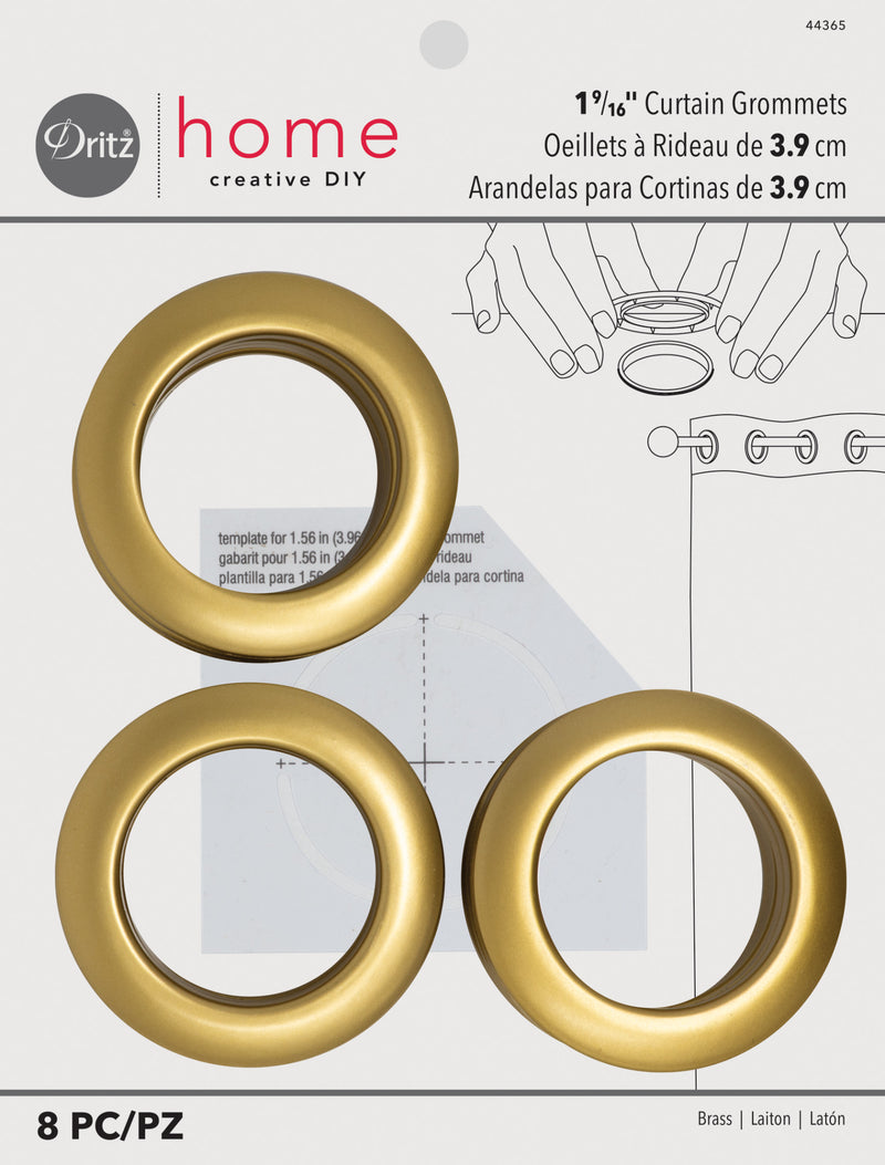 Load image into Gallery viewer, 44365|Dritz 1-9/16" Plastic Curtain Grommets, Brass, 8 Sets
