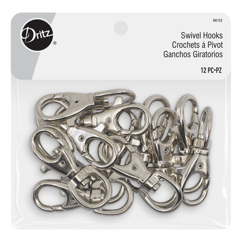 Load image into Gallery viewer, BK152|Dritz Swivel Hooks, Nickel, 12 pc