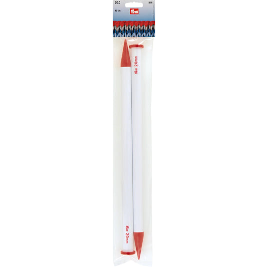 218235|Prym 16" Single Point Plastic Knitting Needles, 20mm