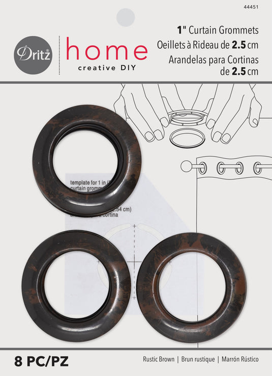 44451|Dritz 1" Plastic Curtain Grommets, Brown, 8 Sets
