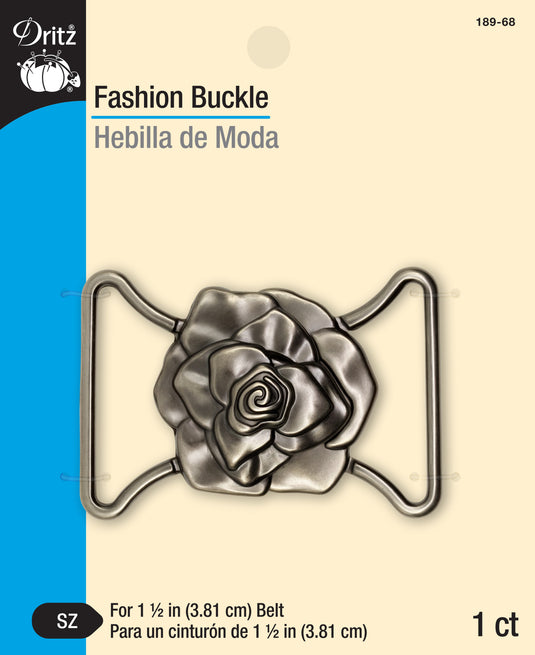 189-68|Dritz Rose Fashion Buckle, Antique Silver