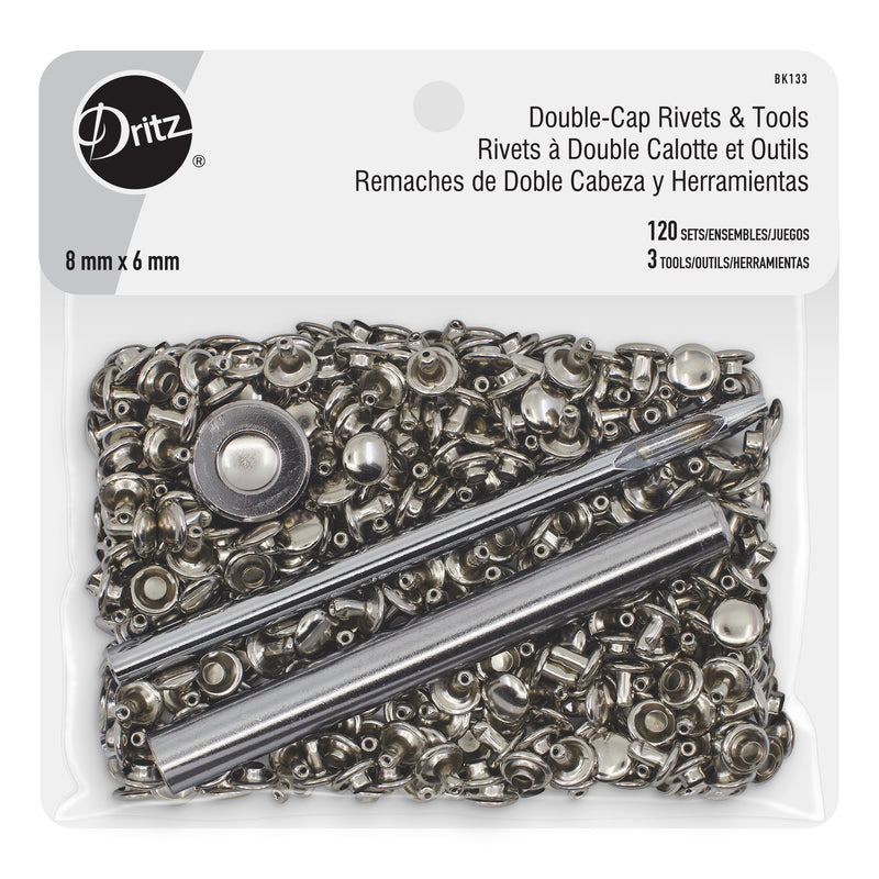 Load image into Gallery viewer, BK133|Dritz Double-Cap Rivets &amp; Tools, 120 Sets, Nickel