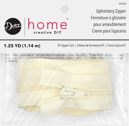 44236|Dritz Upholstery Zipper, Cream, 1-1/4 yd