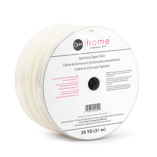 44250|Dritz Nylon Upholstery Zipper Chain, Cream, 35 yd