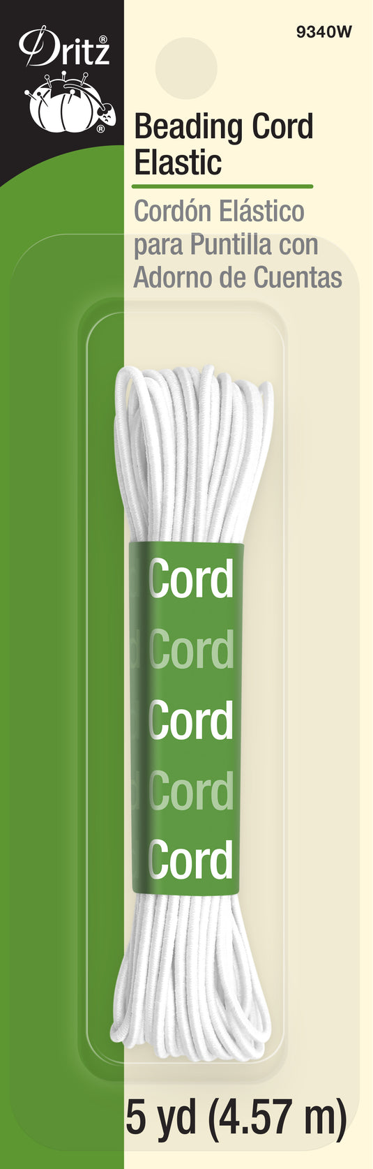9340W|Dritz Beading Cord Elastic, White, 5 yd