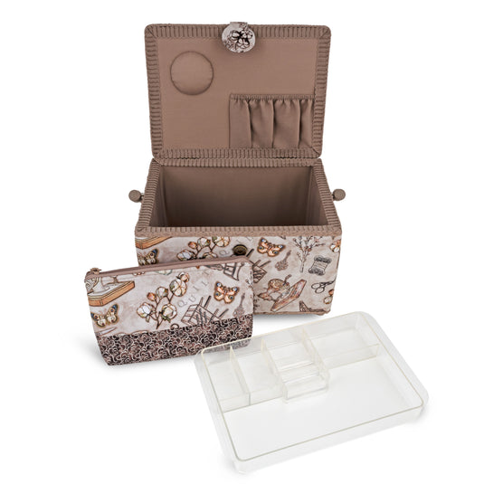Z10455|Dritz Rectangular Sewing Basket with Zippered Case, Large