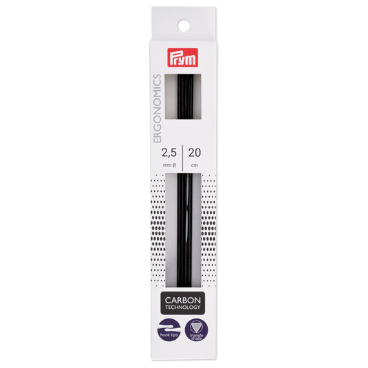 194221|Prym 8" Ergonomic Double Point Knitting Needles, Carbon, 2.5mm