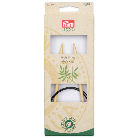 222509|Prym 32" (80 cm) Circular Bamboo Knitting Needles, US 9 (5.5 mm)