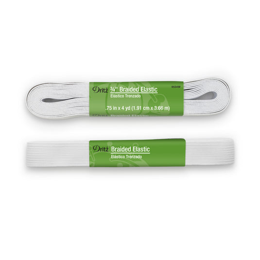 9534W|Dritz 3/4" White Braided Elastic, 3 yd