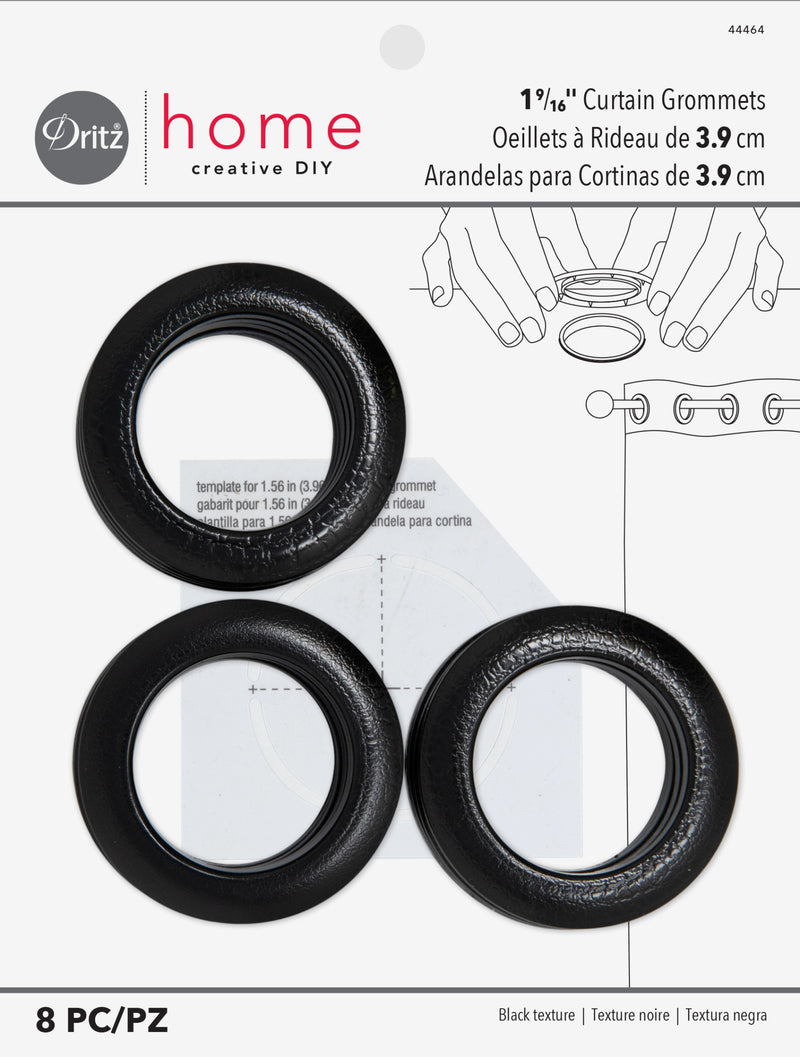 Load image into Gallery viewer, 44464|Dritz 1-9/16" Plastic Curtain Grommets, Black Textured, 8 Sets
