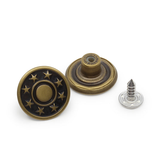 4-38|Dritz Jean Buttons, 6 pc, Antique brass