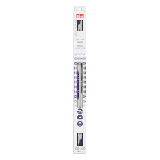 57032|Prym 14" Ergonomic Single Point Knitting Needles, US 10 (6mm)