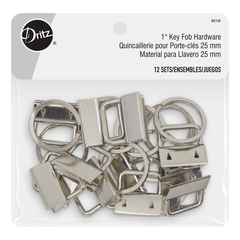 Load image into Gallery viewer, BK138|Dritz 1" Key Fob Hardware, Nickel, 12 Sets