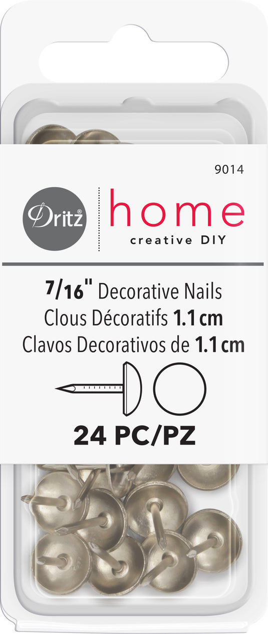 9014|Dritz 7/16" Smooth Decorative Nails, Nickel, 24 pc
