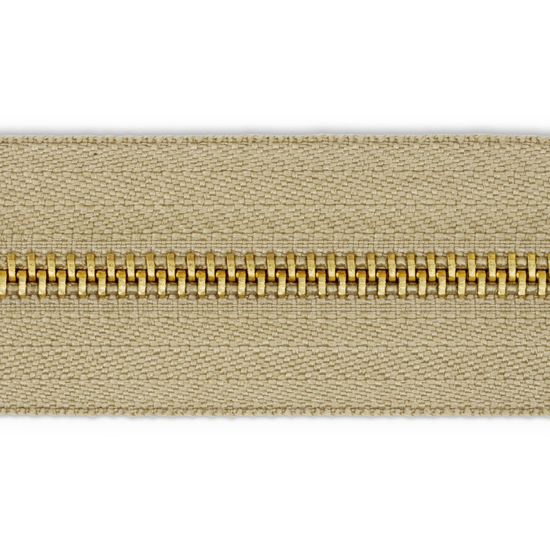 Load image into Gallery viewer, 9066|9069|Dritz Brass Upholstery Zipper, Beige, 2 yd