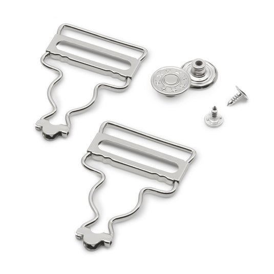 6-65|Dritz 1-1/4" Overall Buckles with No-Sew Buttons, Nickel, 2 pc