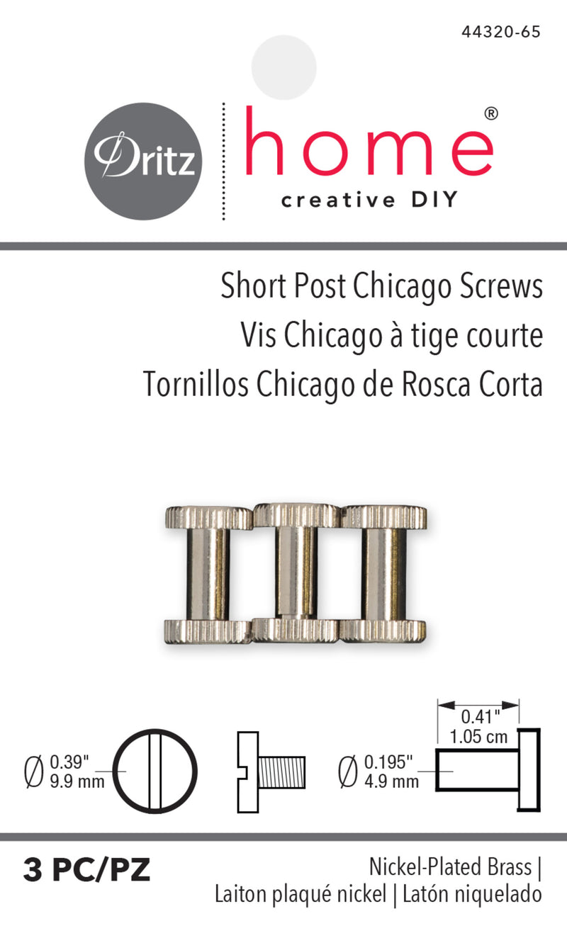 Chargez l'image dans la visionneuse de la galerie, 44320-65|Dritz Short Post Chicago Screws, Nickel, 3 pc