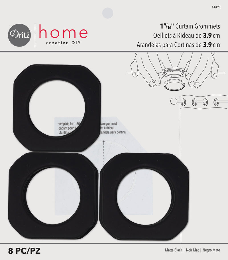 Load image into Gallery viewer, 44398|Dritz 1-9/16" Square Plastic Curtain Grommets, Matte Black, 8 Sets