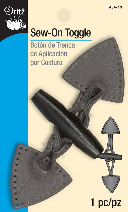 454-13|Dritz Sew-On Toggle, 1 pc, Gray
