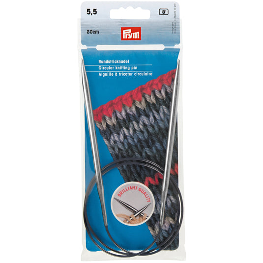 212174|Prym 32" Circular Brass Knitting Needles, 5.5mm
