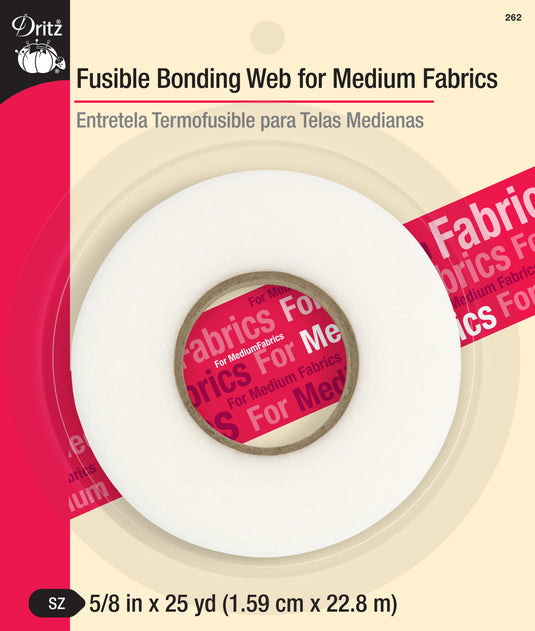 262|Dritz 5/8" Fusible Bonding Web for Medium Fabrics, White, 25 yd