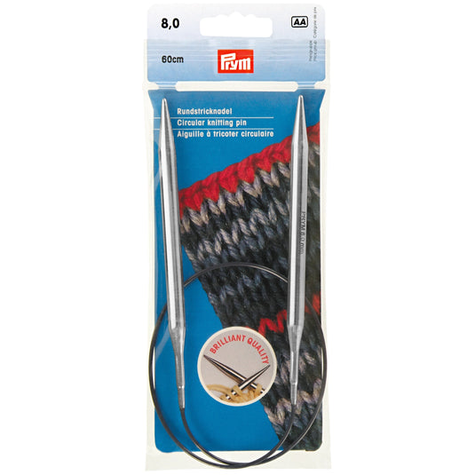 212212|Prym 24" Circular Brass Knitting Needles, 8mm
